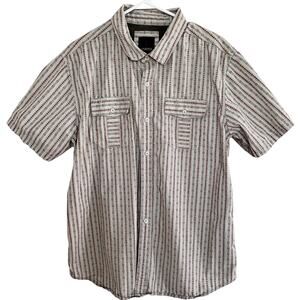 PrAna Light Green Torres Stripe Print Button Front Shirt XL